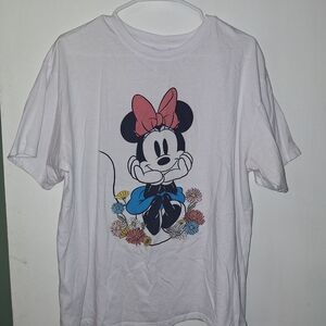Disney Minnie Mouse White Tee with Red and Blue Accents